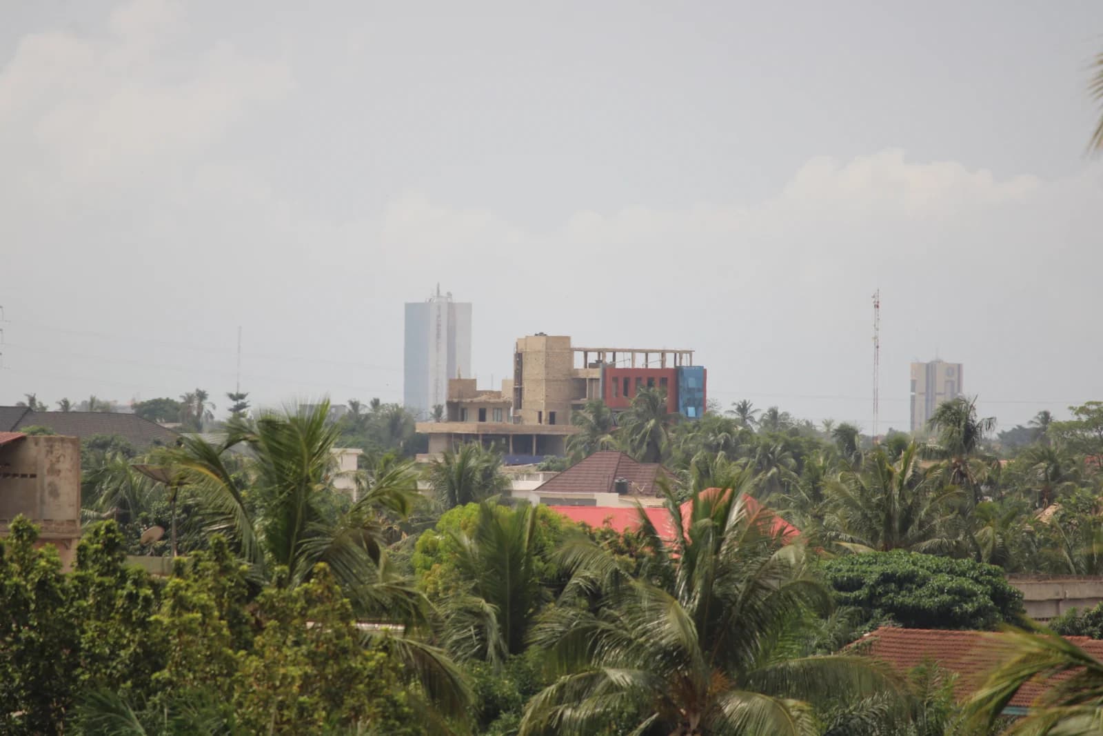 Immeubles, toits et palmiers à Lomé, photographie d’archive du 12 avril 2022